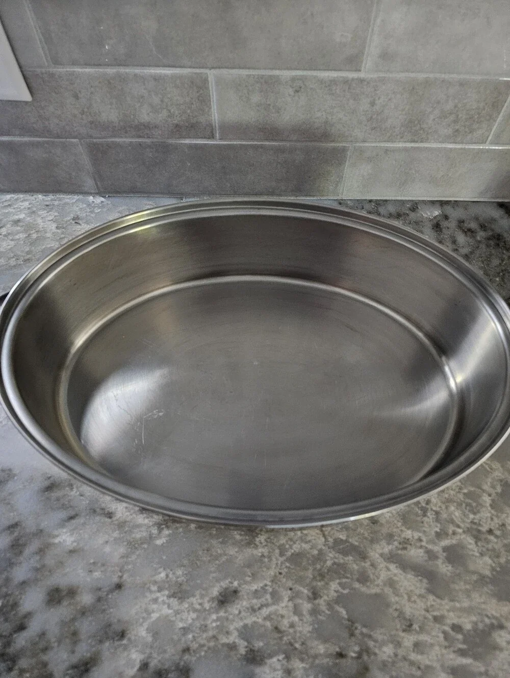 Princess House 7 Qt Stainless Steel Oval Roaster Pan W/ Etched Glass Lid 6454